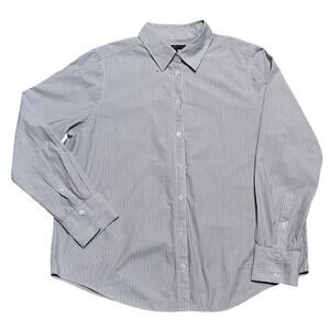 Banana Republic Stripped Long Sleeve Dress Shirt Cotton Men's Large Gray